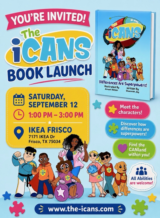 The iCANS Book Launch! flyer